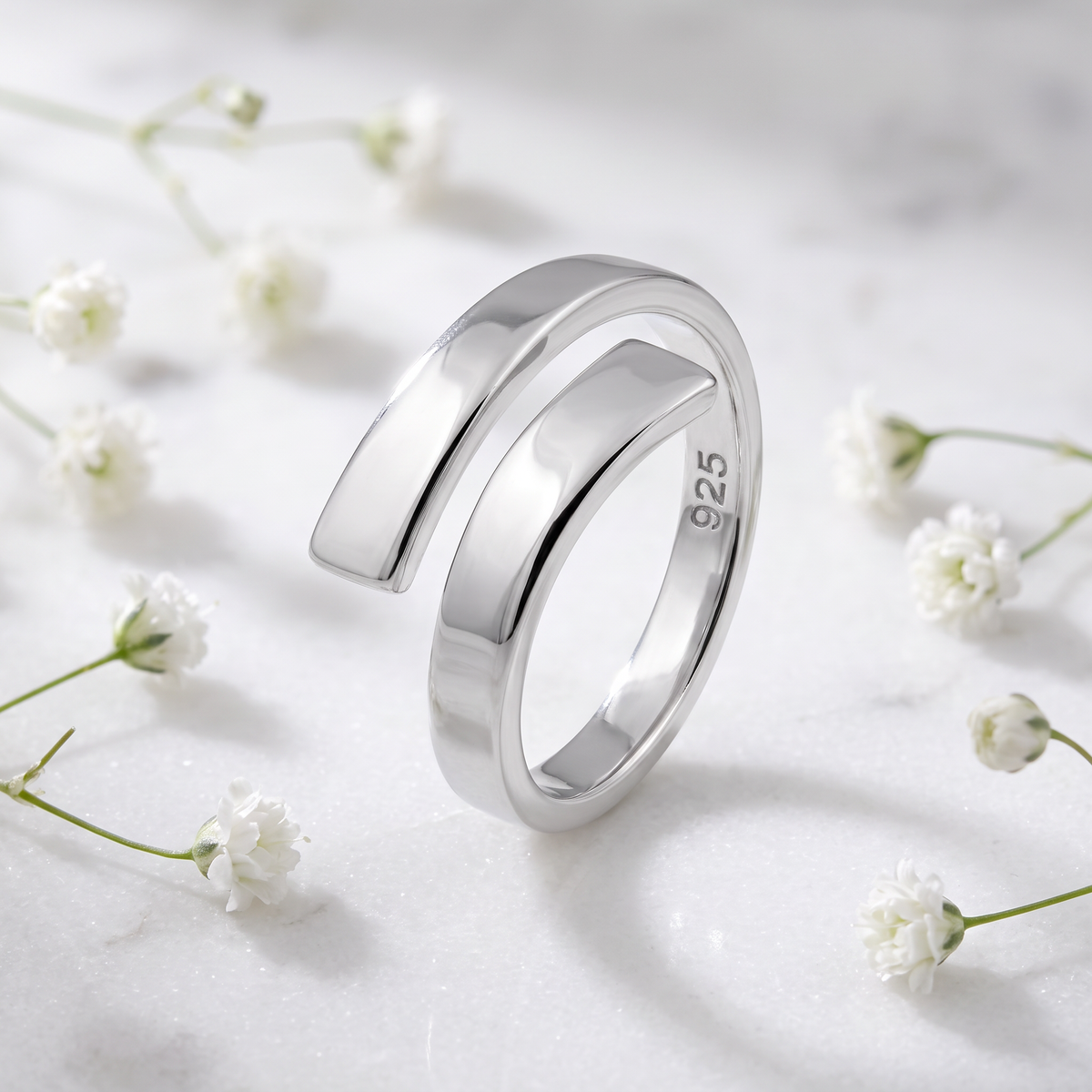 Sterling Silver 3.6mm Bold Bypass Wrap Statement Ring for Women life1