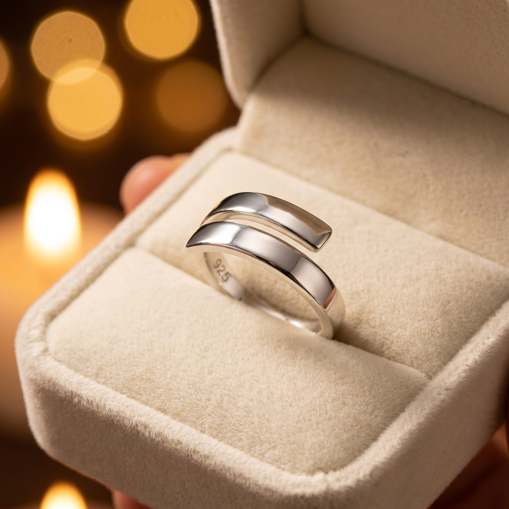 Sterling Silver 3.6mm Bold Bypass Wrap Statement Ring for Women life3