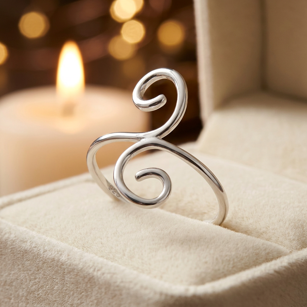 Sterling Silver 1.6mm Double Spiral Swirl Wire Ring for Women life3