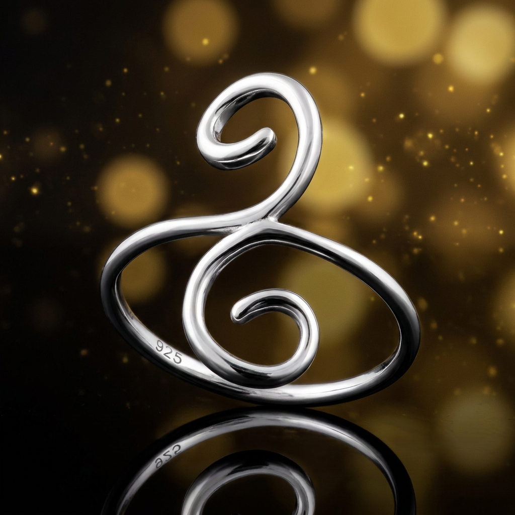 Sterling Silver 1.6mm Double Spiral Swirl Wire Ring for Women life4