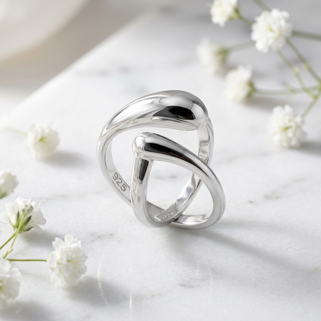Sterling Silver 2.4mm Teardrop Bypass Open Wrap Ring for Women life1