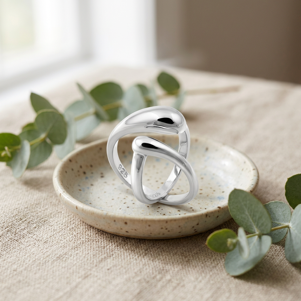 Sterling Silver 2.4mm Teardrop Bypass Open Wrap Ring for Women life2
