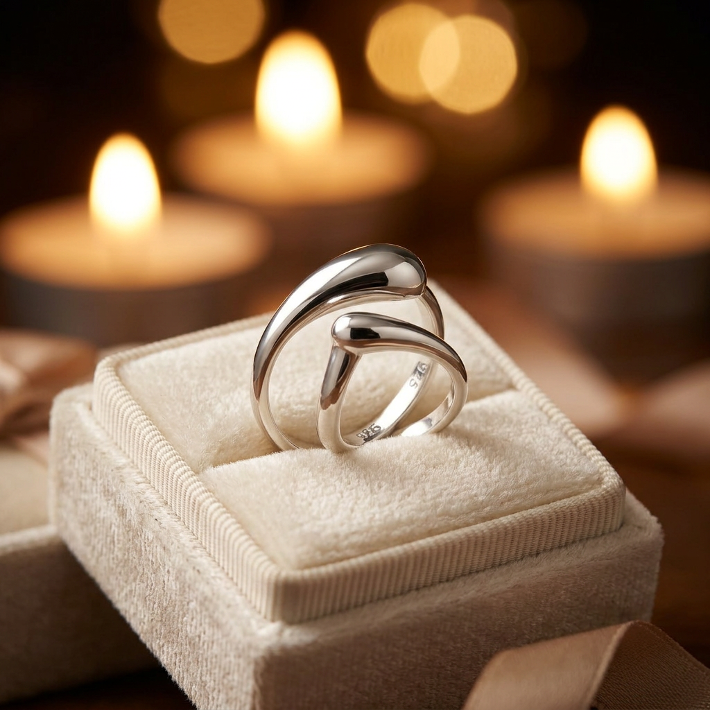 Sterling Silver 2.4mm Teardrop Bypass Open Wrap Ring for Women life3