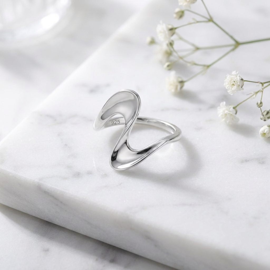 Sterling Silver Freeform Wave Statement Ring for Women life1