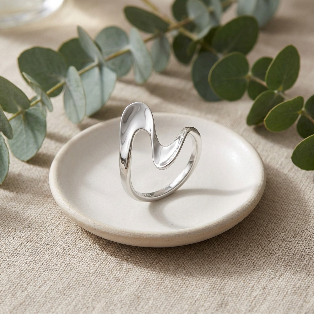 Sterling Silver Freeform Wave Statement Ring for Women life2