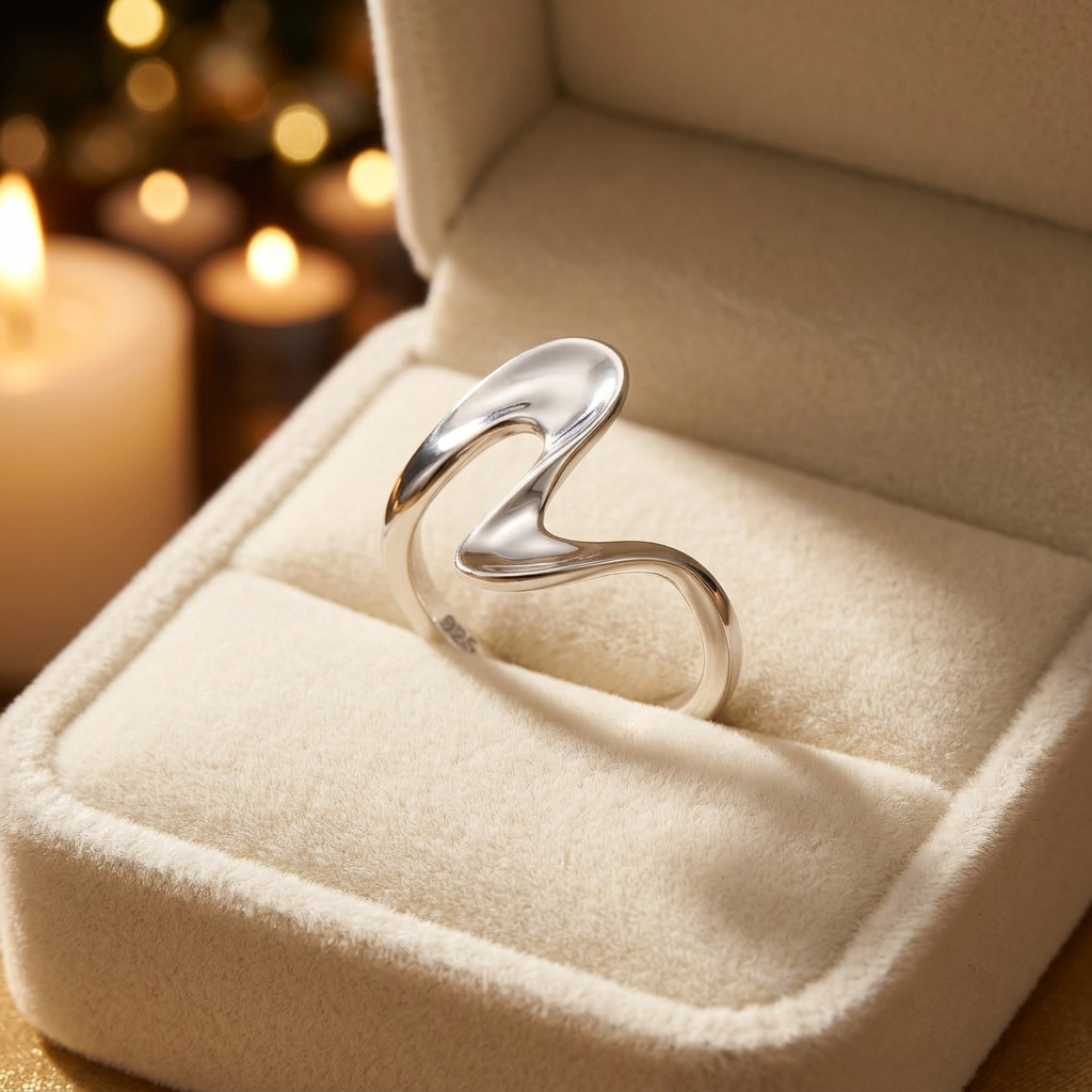 Sterling Silver Freeform Wave Statement Ring for Women life3