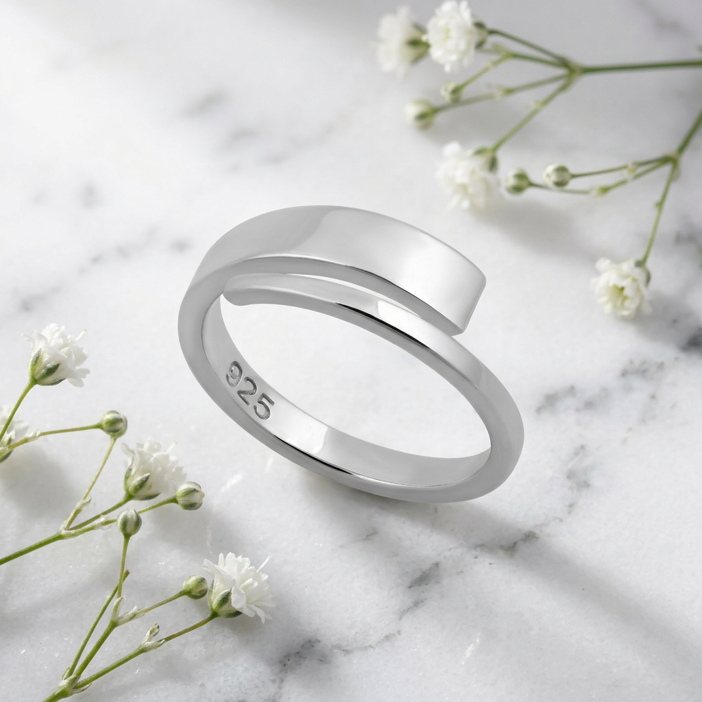 Sterling Silver Modern Bypass Wrap Stacking Ring for Women life1