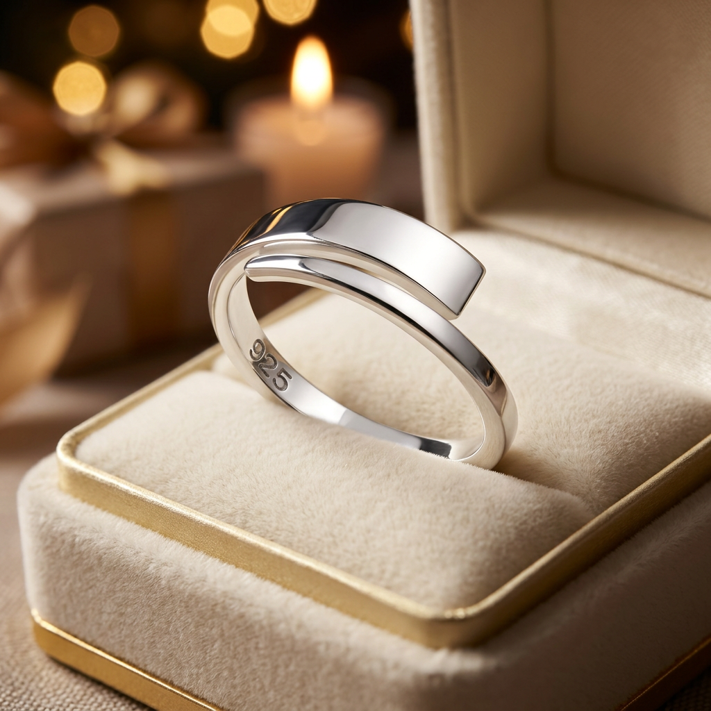 Sterling Silver Modern Bypass Wrap Stacking Ring for Women life3