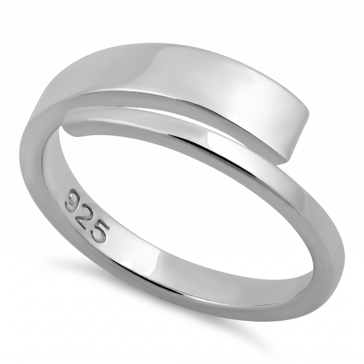 Sterling Silver Modern Bypass Wrap Stacking Ring for Women