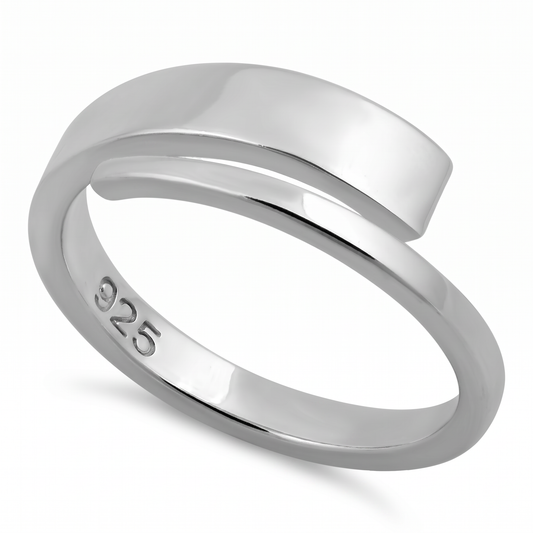 Sterling Silver Modern Bypass Wrap Stacking Ring for Women
