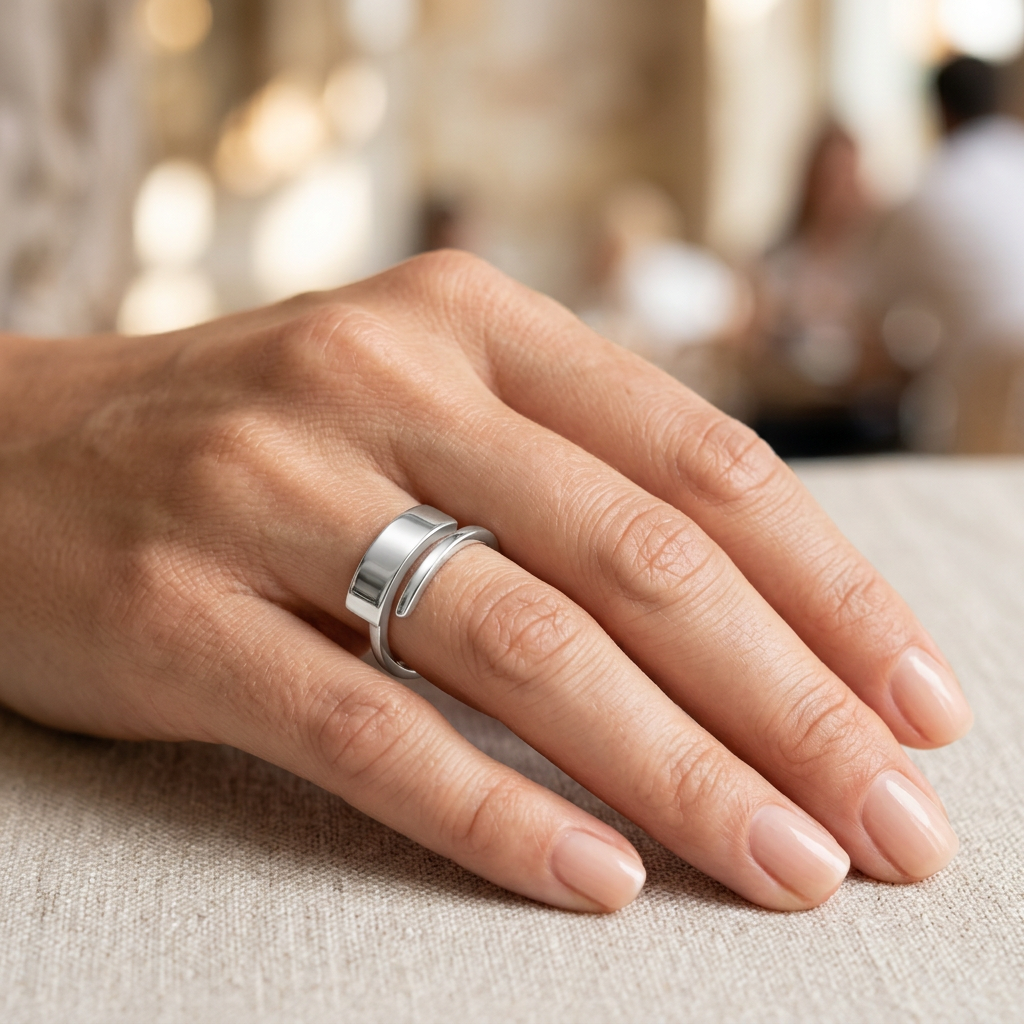 Sterling Silver Modern Bypass Wrap Stacking Ring for Women model