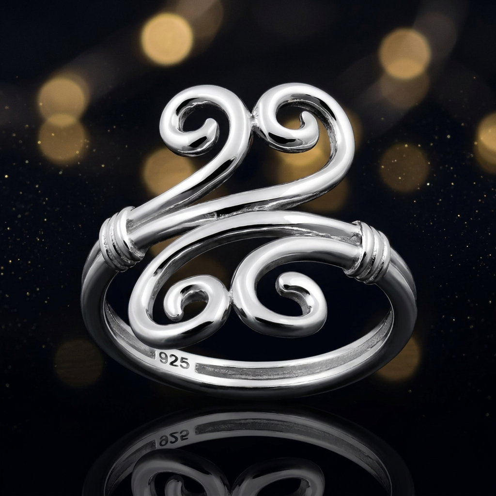 Sterling Silver Double Swirl Scroll Wire Wrap Bypass Ring for Women life4