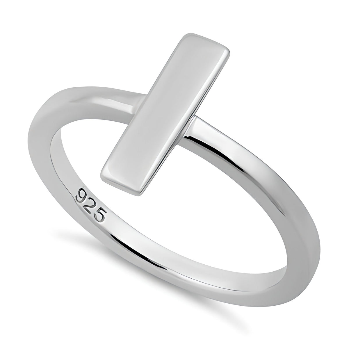 Sterling Silver 12.3mm Vertical Bar Minimalist Stacking Ring for Women