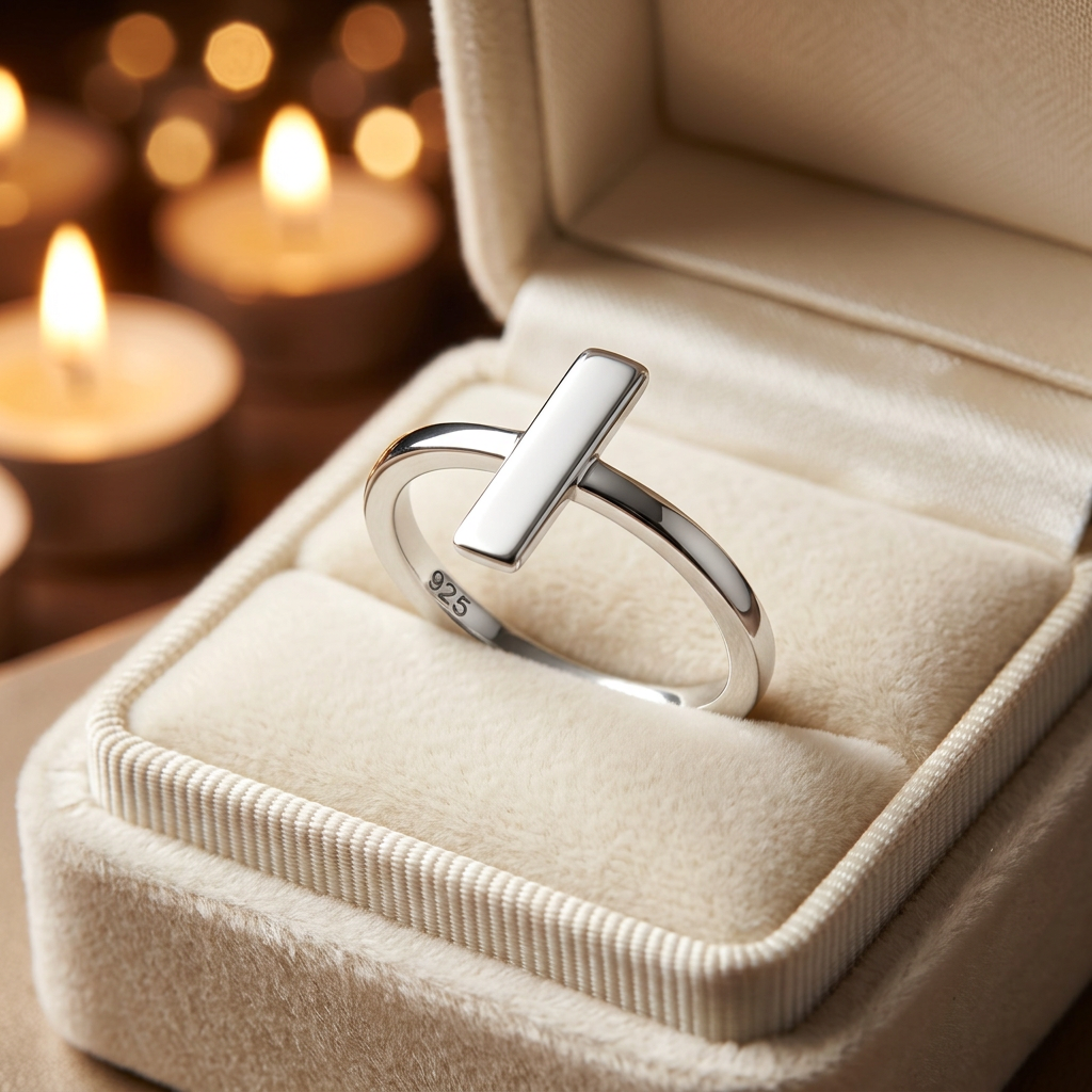 Sterling Silver 12.3mm Vertical Bar Minimalist Stacking Ring for Women life3
