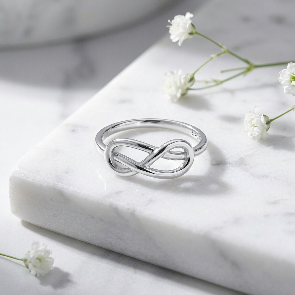 Sterling Silver 1.8mm Figure Eight Infinity Knot Ring for Women life1