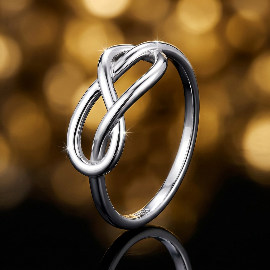 Sterling Silver 1.8mm Figure Eight Infinity Knot Ring for Women life4