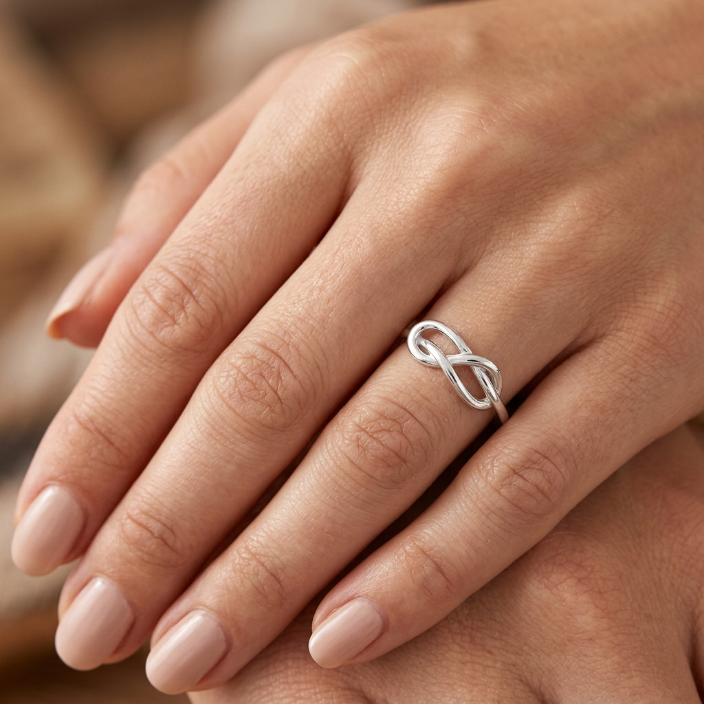 Sterling Silver 1.8mm Figure Eight Infinity Knot Ring for Women model