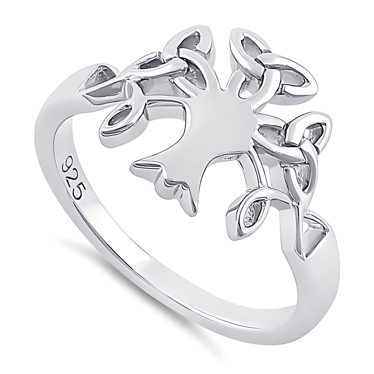 Sterling Silver 2.6mm Celtic Trinity Knot Branch Tree of Life Ring for Women