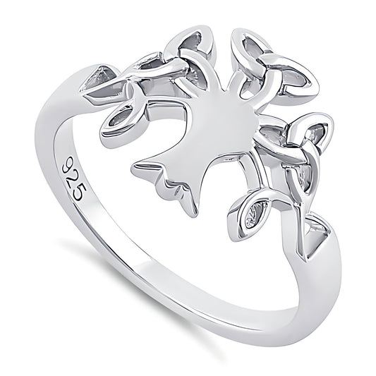 Sterling Silver 2.6mm Celtic Trinity Knot Branch Tree of Life Ring for Women