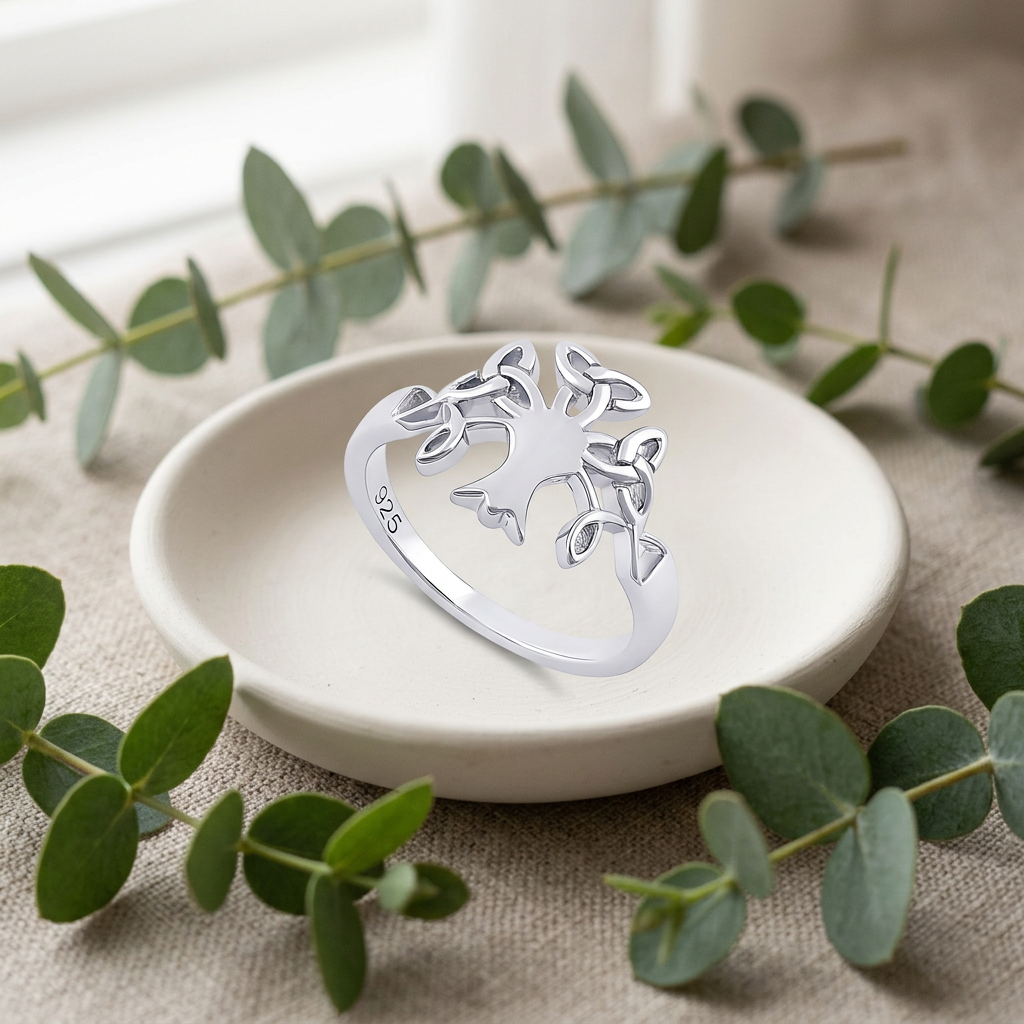 Sterling Silver 2.6mm Celtic Trinity Knot Branch Tree of Life Ring for Women life2