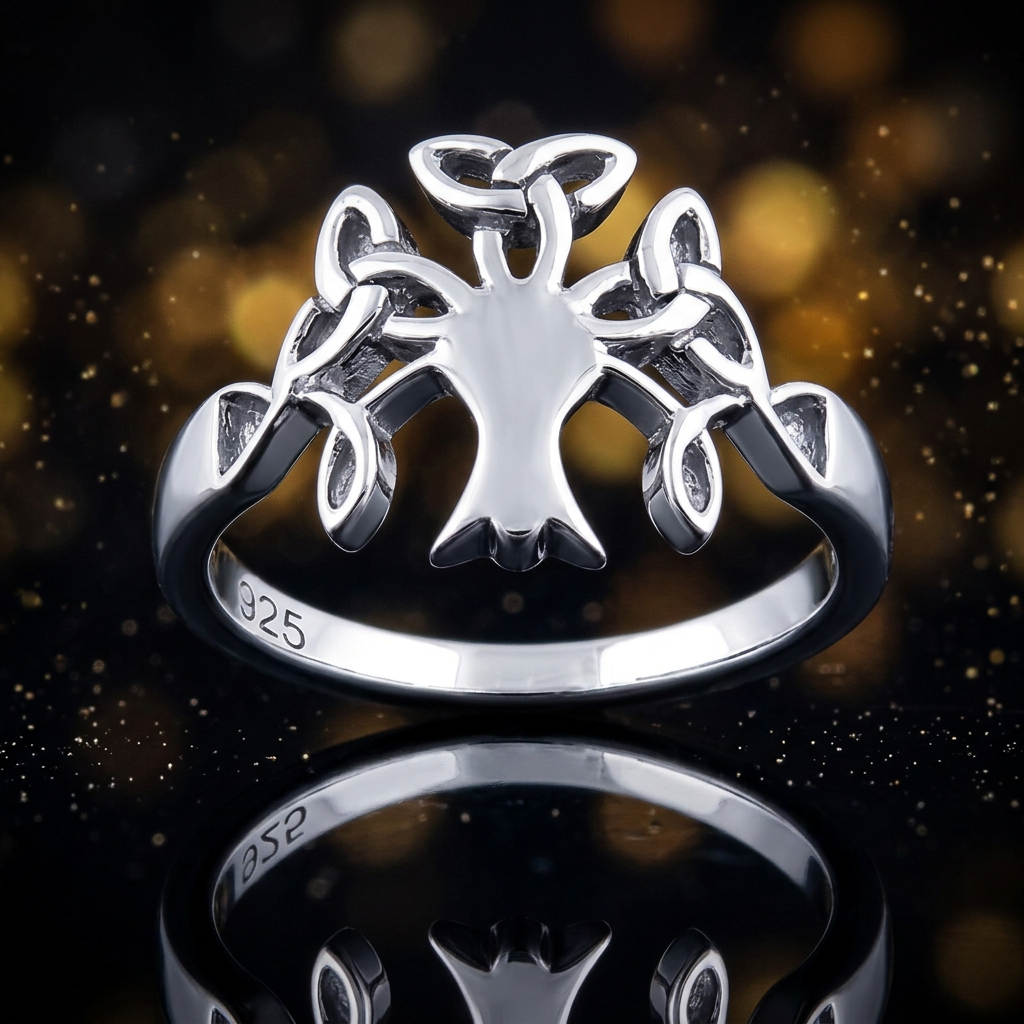 Sterling Silver 2.6mm Celtic Trinity Knot Branch Tree of Life Ring for Women life4