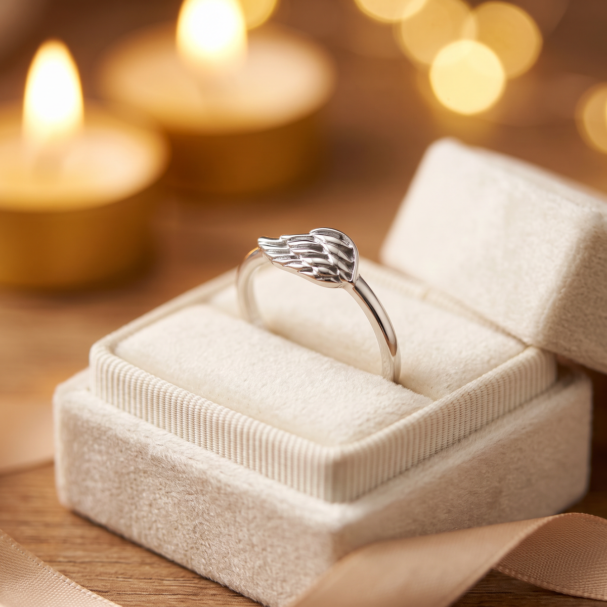 Sterling Silver 1.8mm Angel Wing Stacking Ring for Women life3