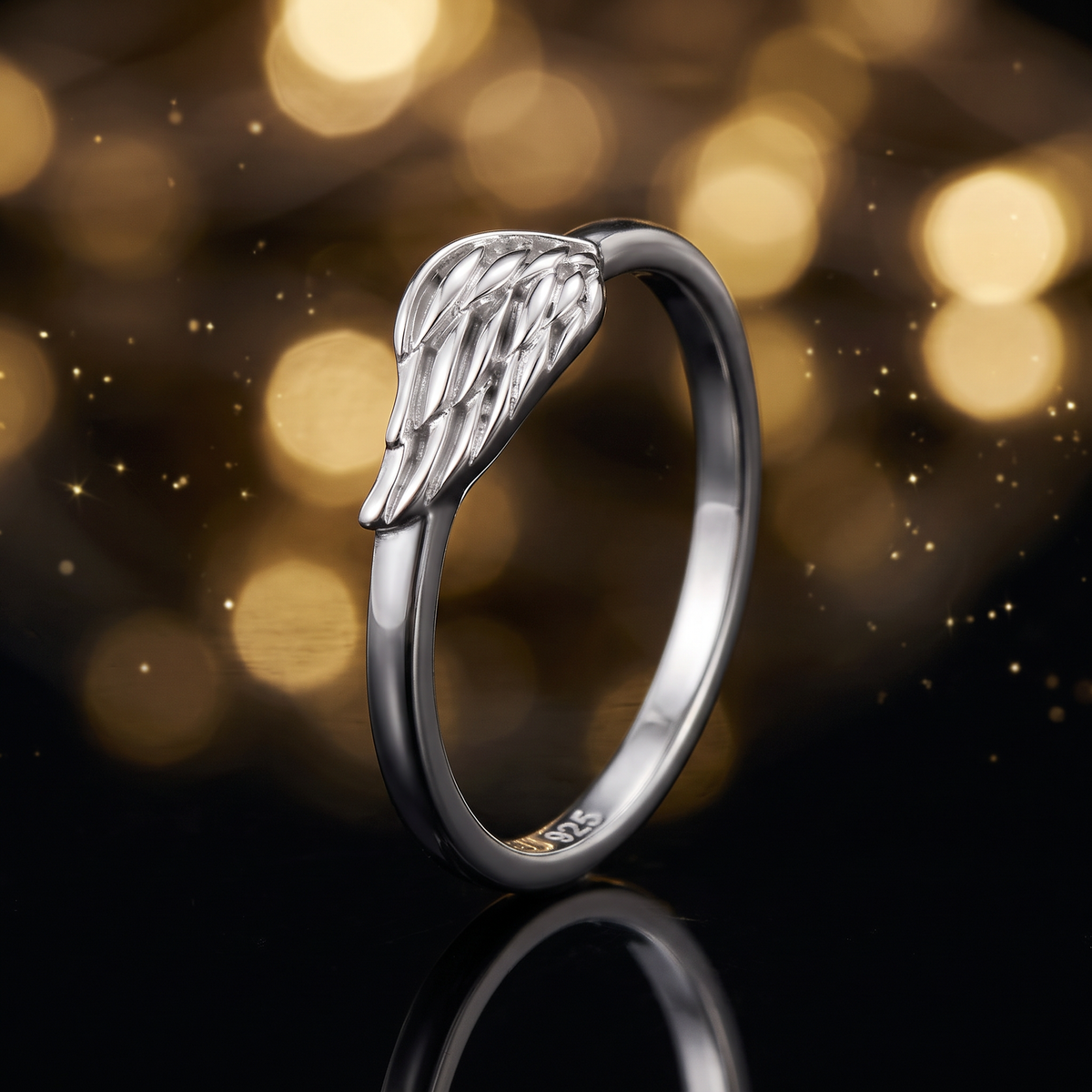 Sterling Silver 1.8mm Angel Wing Stacking Ring for Women life4