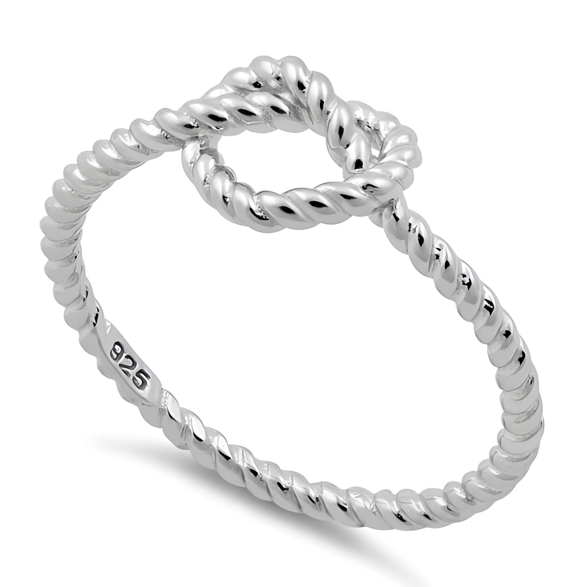 Sterling Silver 1.6mm Twisted Rope Love Knot Stacking Ring for Women