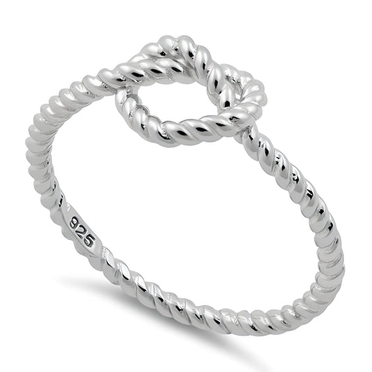 Sterling Silver 1.6mm Twisted Rope Love Knot Stacking Ring for Women