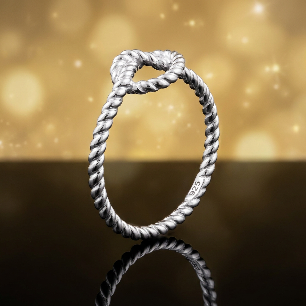 Sterling Silver 1.6mm Twisted Rope Love Knot Stacking Ring for Women life4