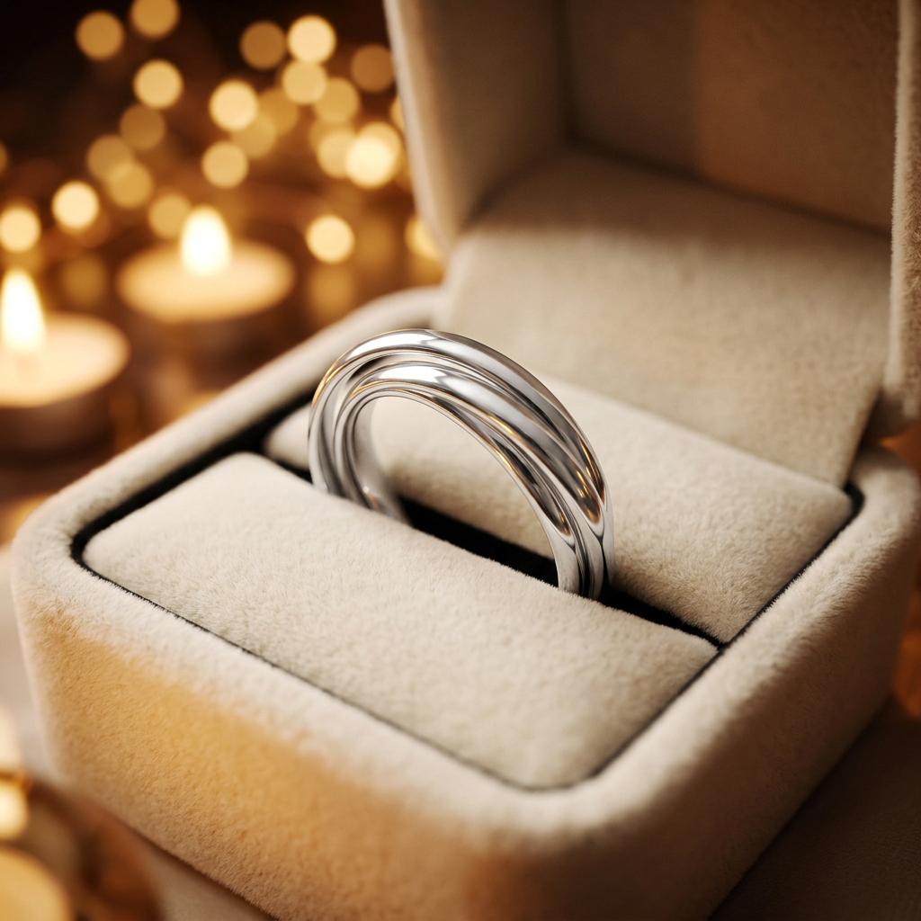 Sterling Silver 6.8mm Triple Interlocking Rolling Band Ring for Women life3