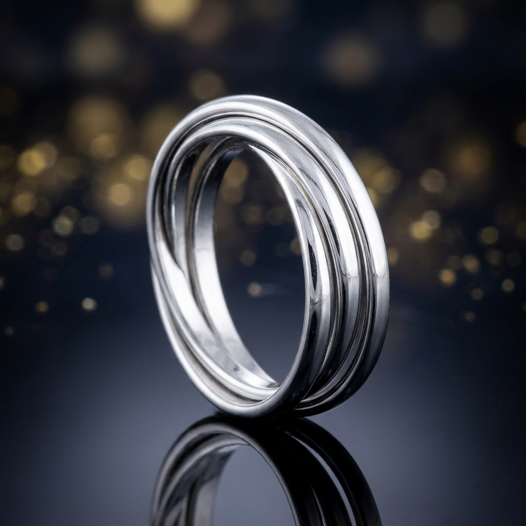 Sterling Silver 6.8mm Triple Interlocking Rolling Band Ring for Women life4
