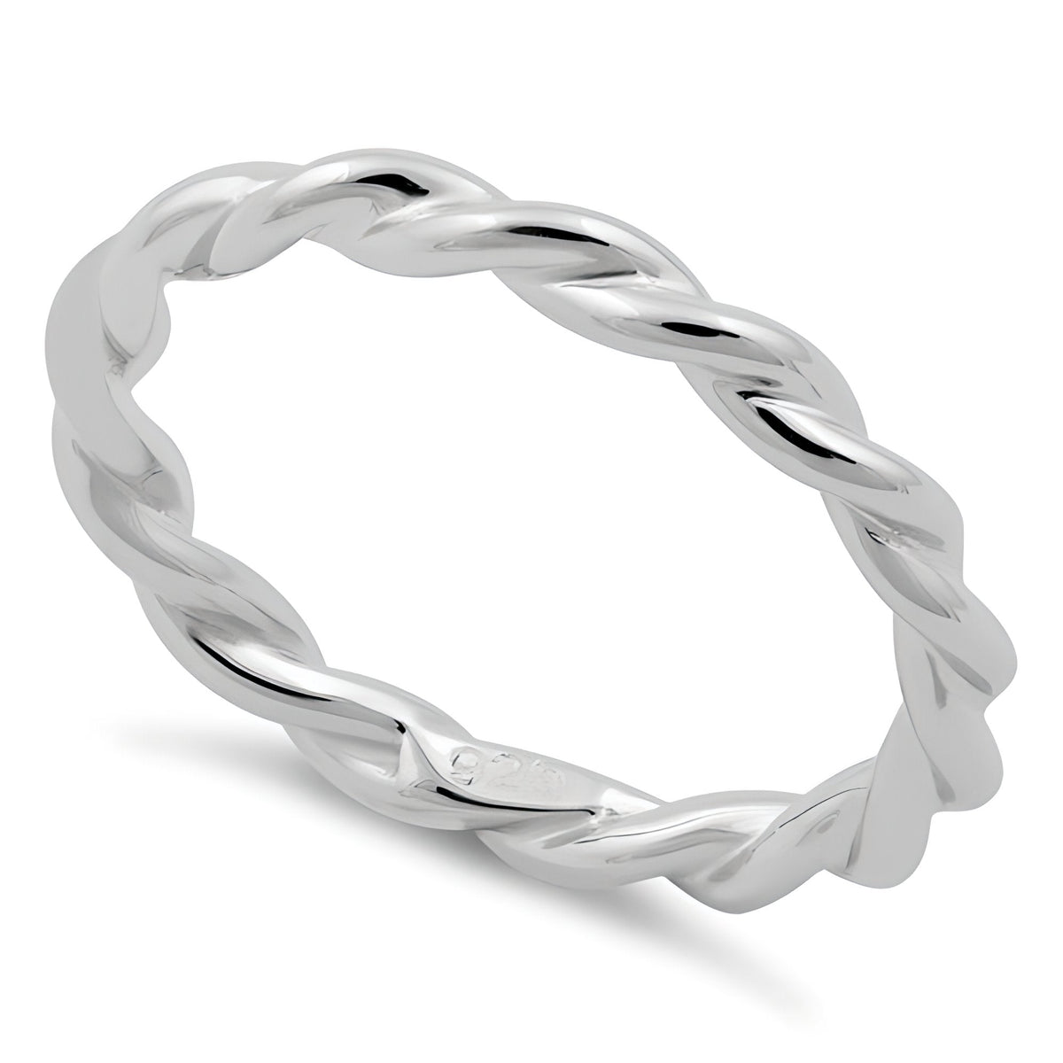 Sterling Silver 2.6mm Polished Twisted Strand Stacking Band Ring for Women