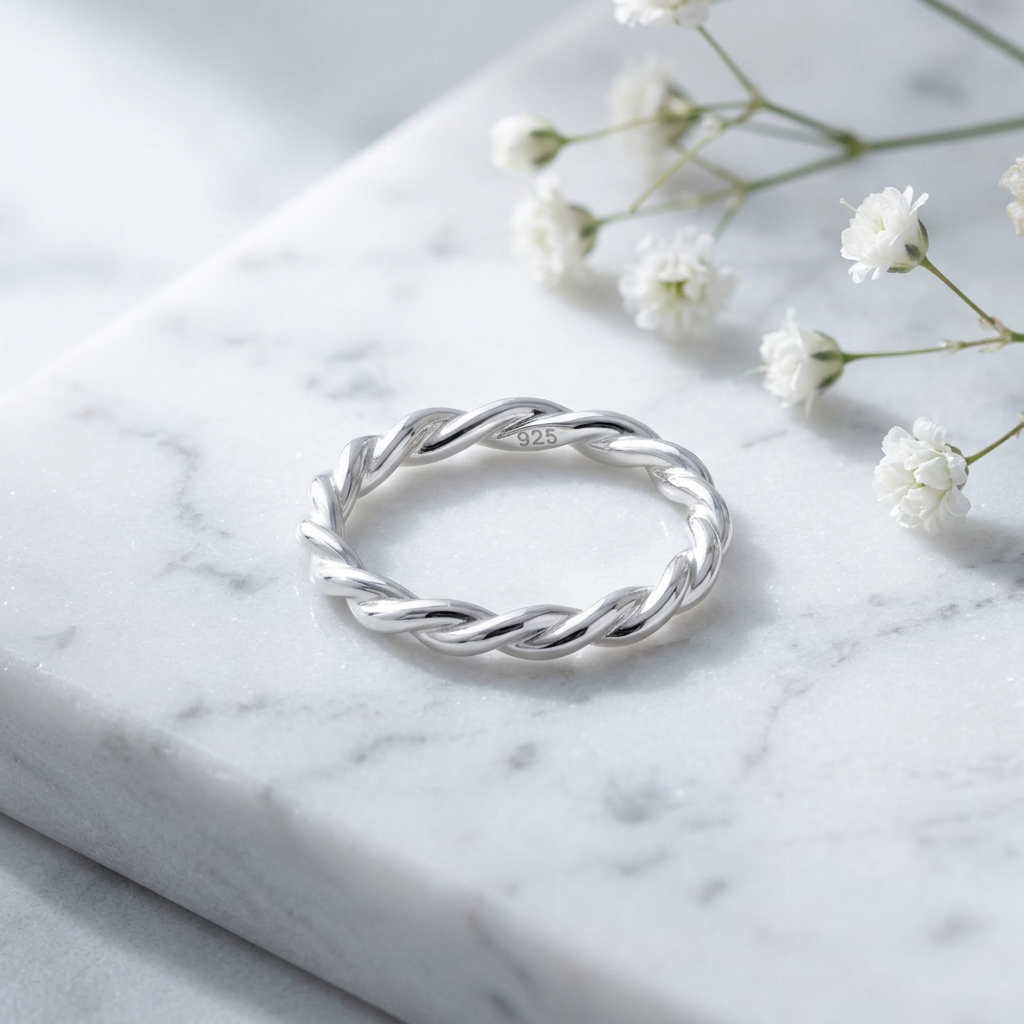 Sterling Silver 2.6mm Polished Twisted Strand Stacking Band Ring for Women life1