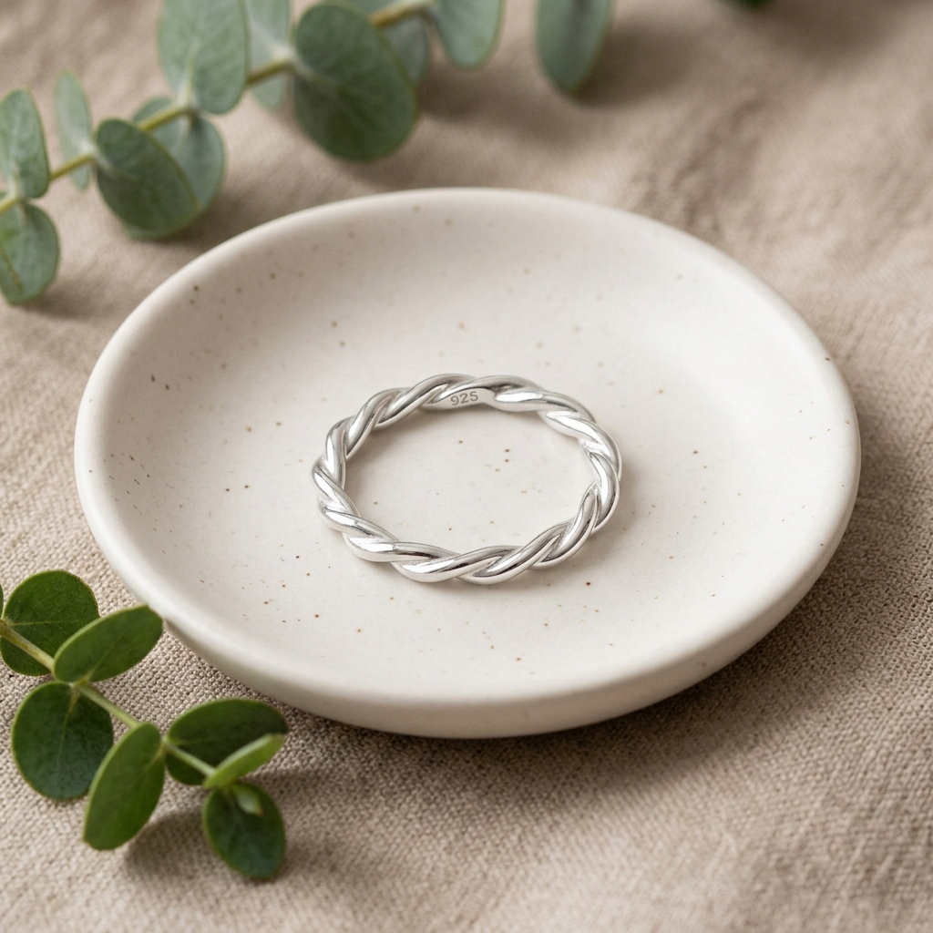 Sterling Silver 2.6mm Polished Twisted Strand Stacking Band Ring for Women life2