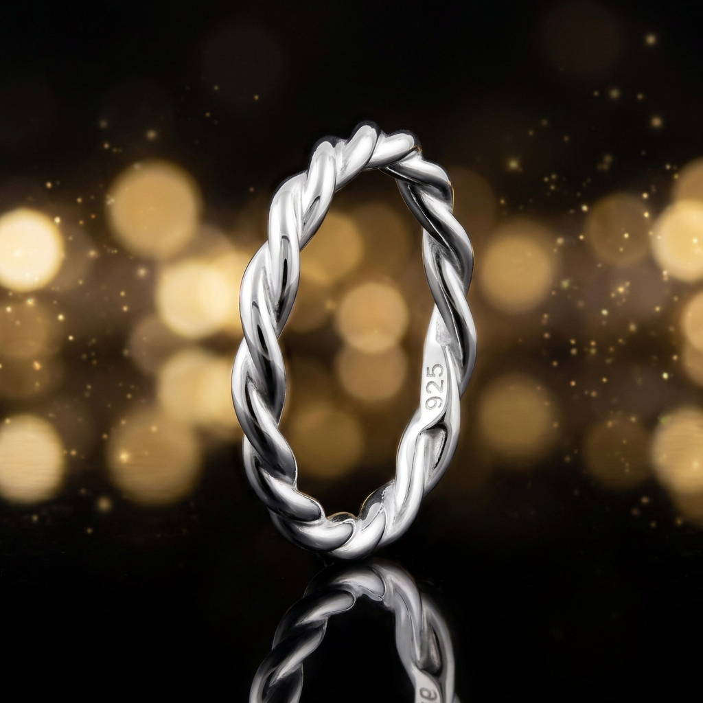 Sterling Silver 2.6mm Polished Twisted Strand Stacking Band Ring for Women life4