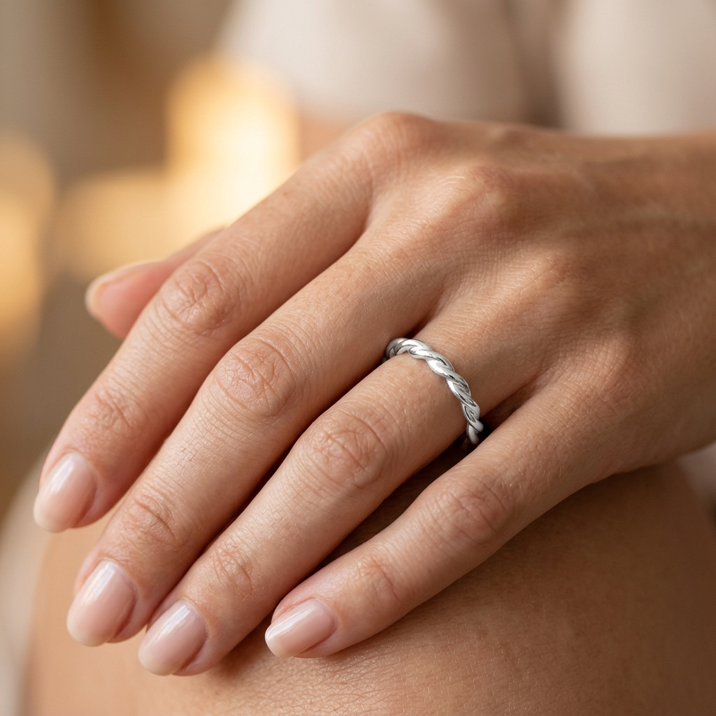 Sterling Silver 2.6mm Polished Twisted Strand Stacking Band Ring for Women model