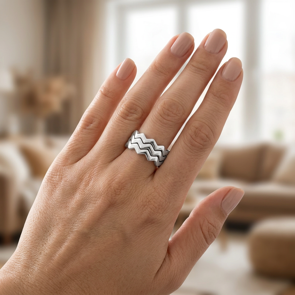 Sterling Silver Set of 3 Polished Zigzag Stacking Rings for Women model