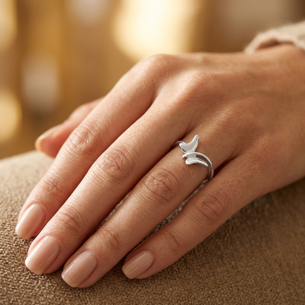 Sterling Silver Sculpted Butterfly Bypass Ring for Women model