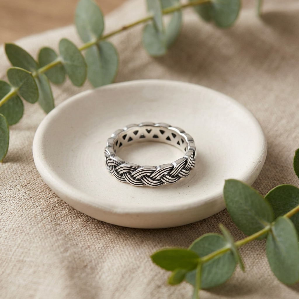 Sterling Silver 3.9mm Braided Eternity Band Ring for Women life2