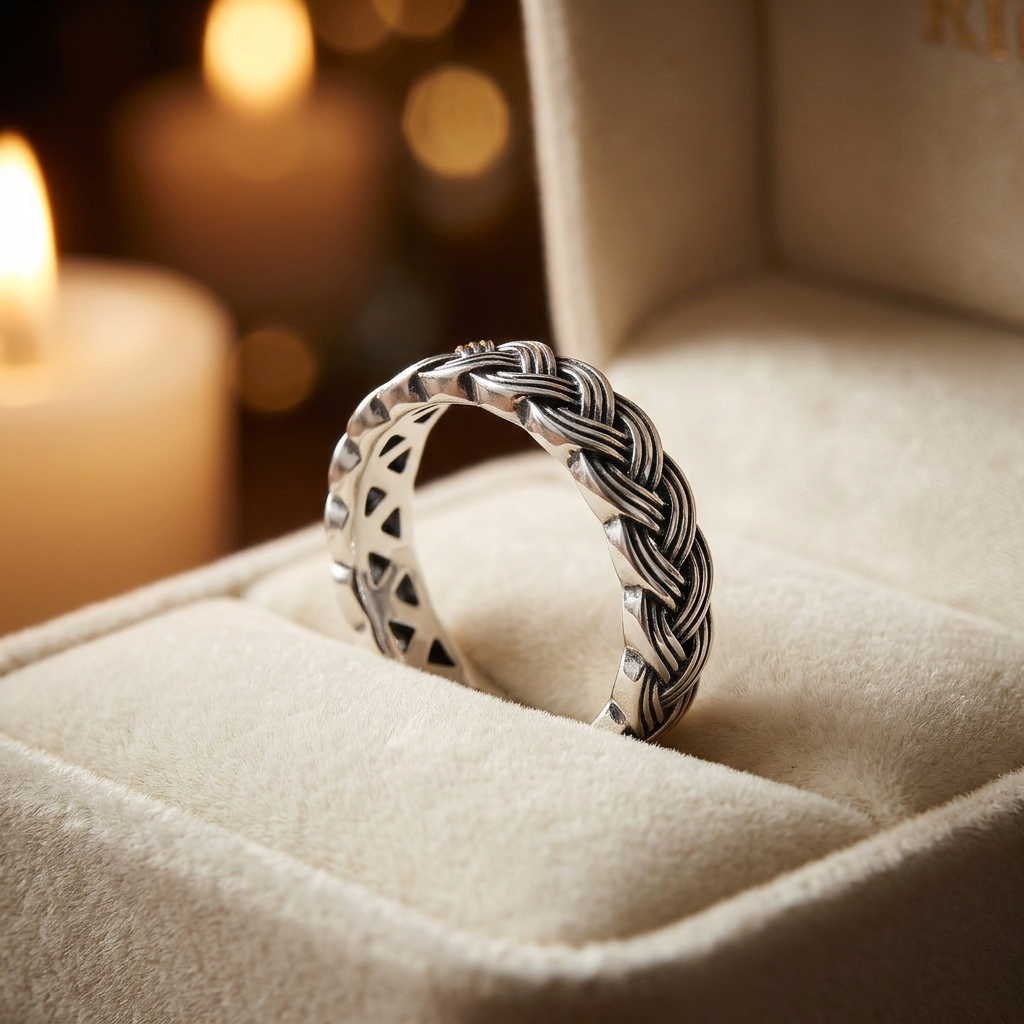 Sterling Silver 3.9mm Braided Eternity Band Ring for Women life3