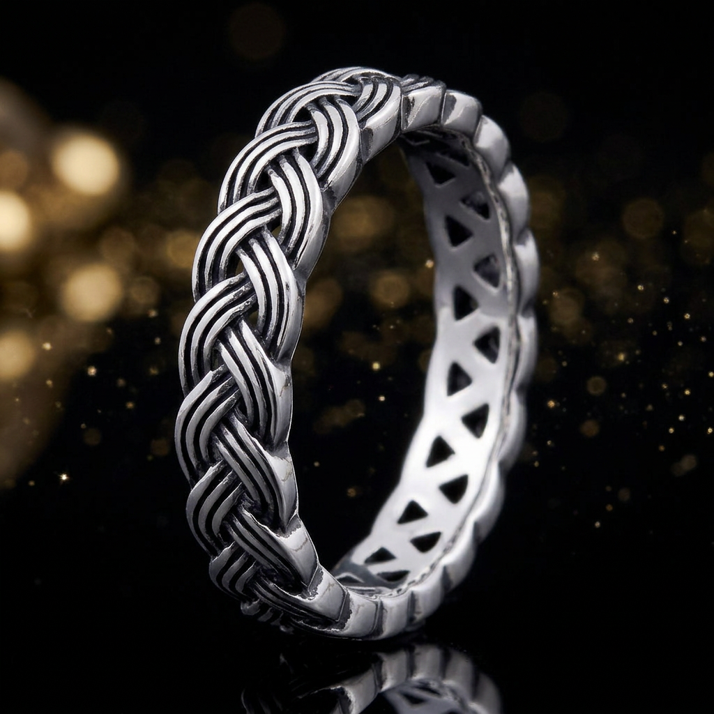 Sterling Silver 3.9mm Braided Eternity Band Ring for Women life4
