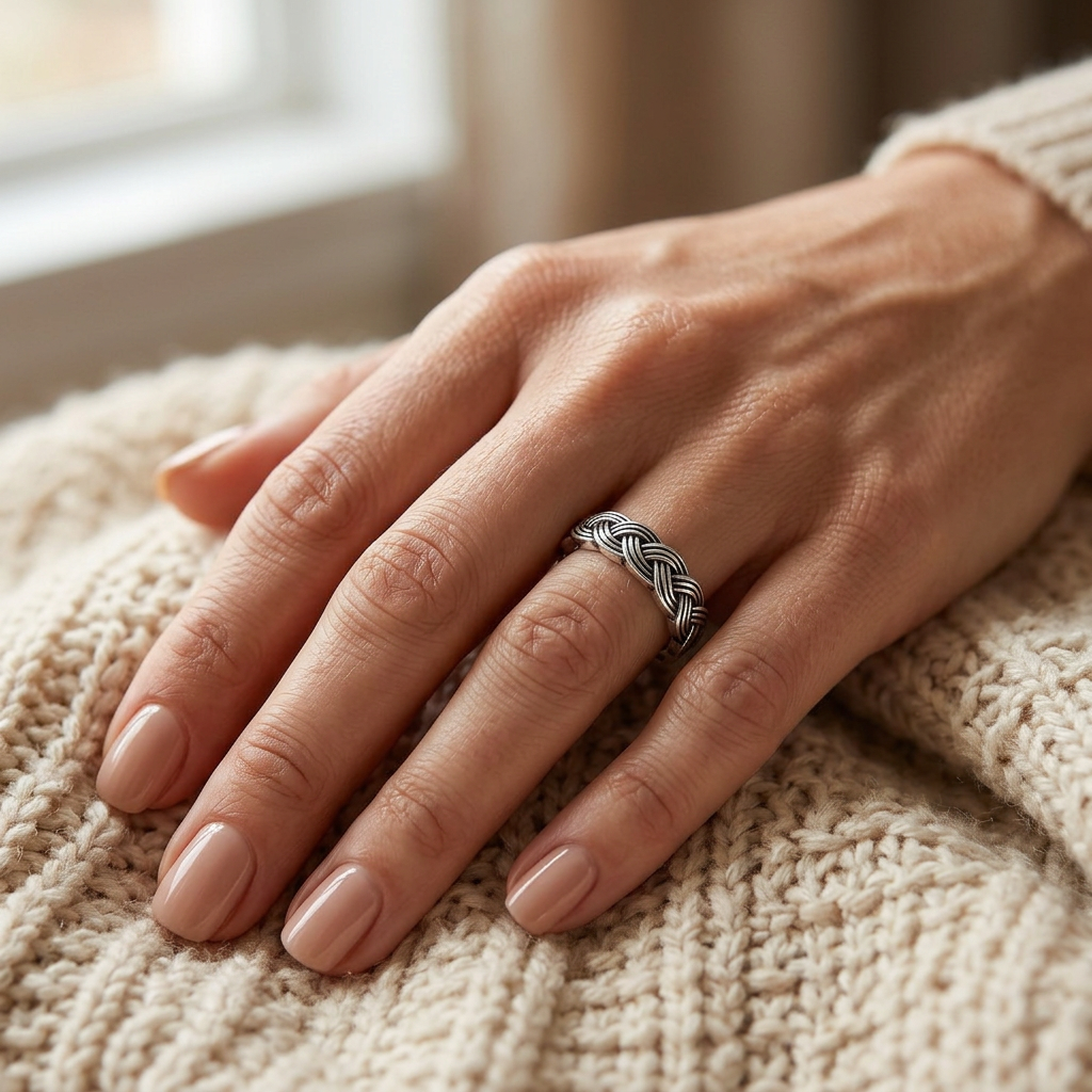 Sterling Silver 3.9mm Braided Eternity Band Ring for Women model