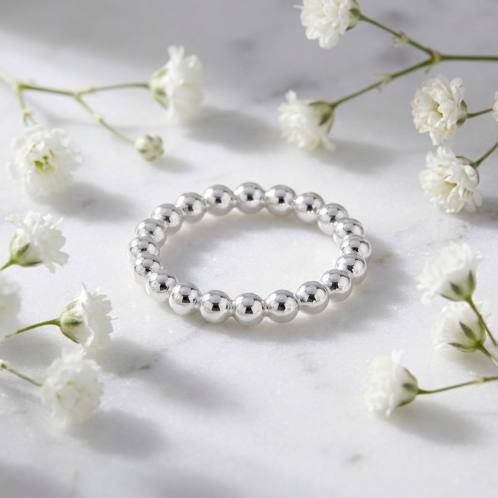 Sterling Silver 2.6mm Bead Stacking Eternity Ring for Women life1