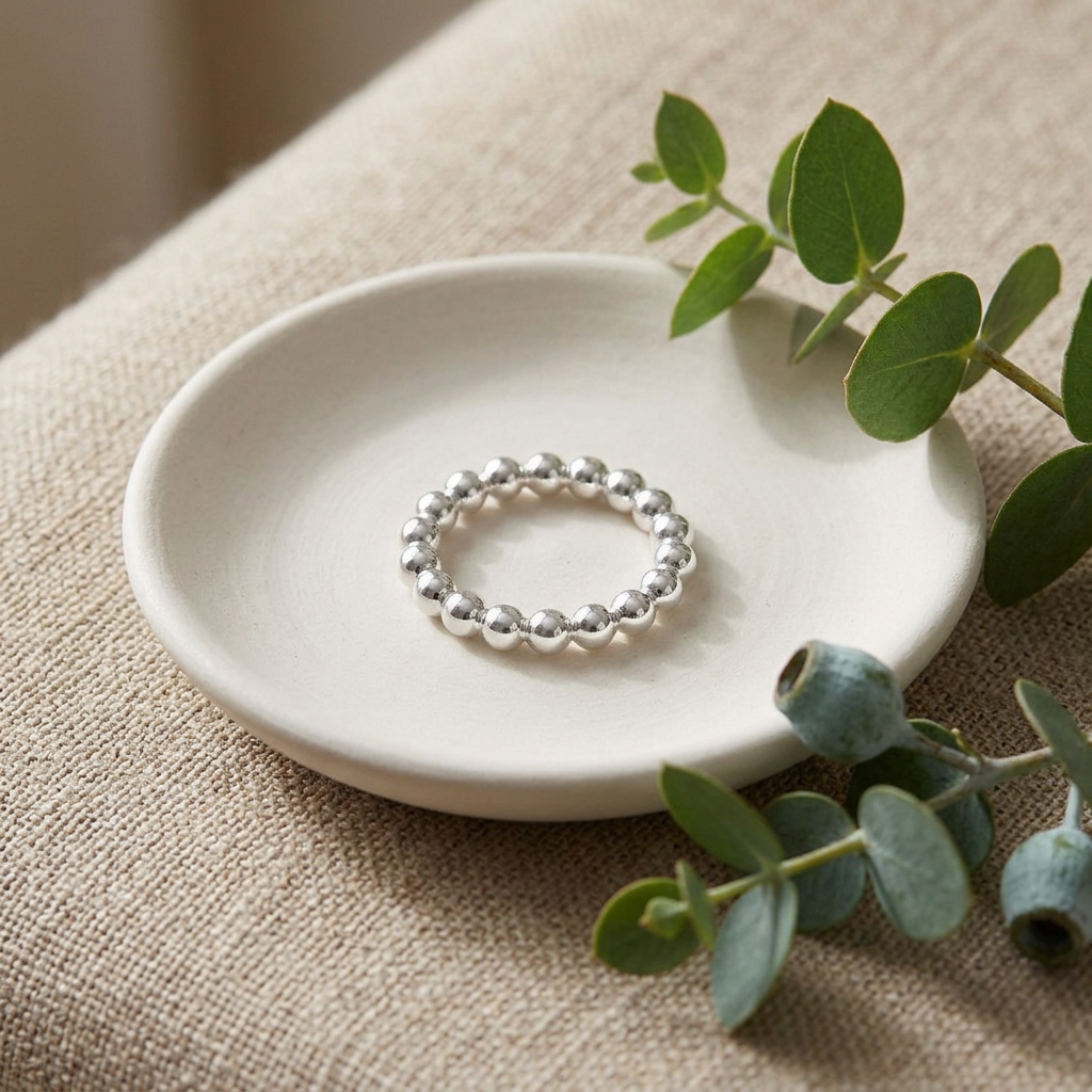 Sterling Silver 2.6mm Bead Stacking Eternity Ring for Women life2
