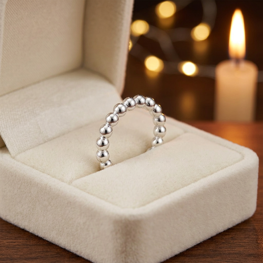 Sterling Silver 2.6mm Bead Stacking Eternity Ring for Women life3
