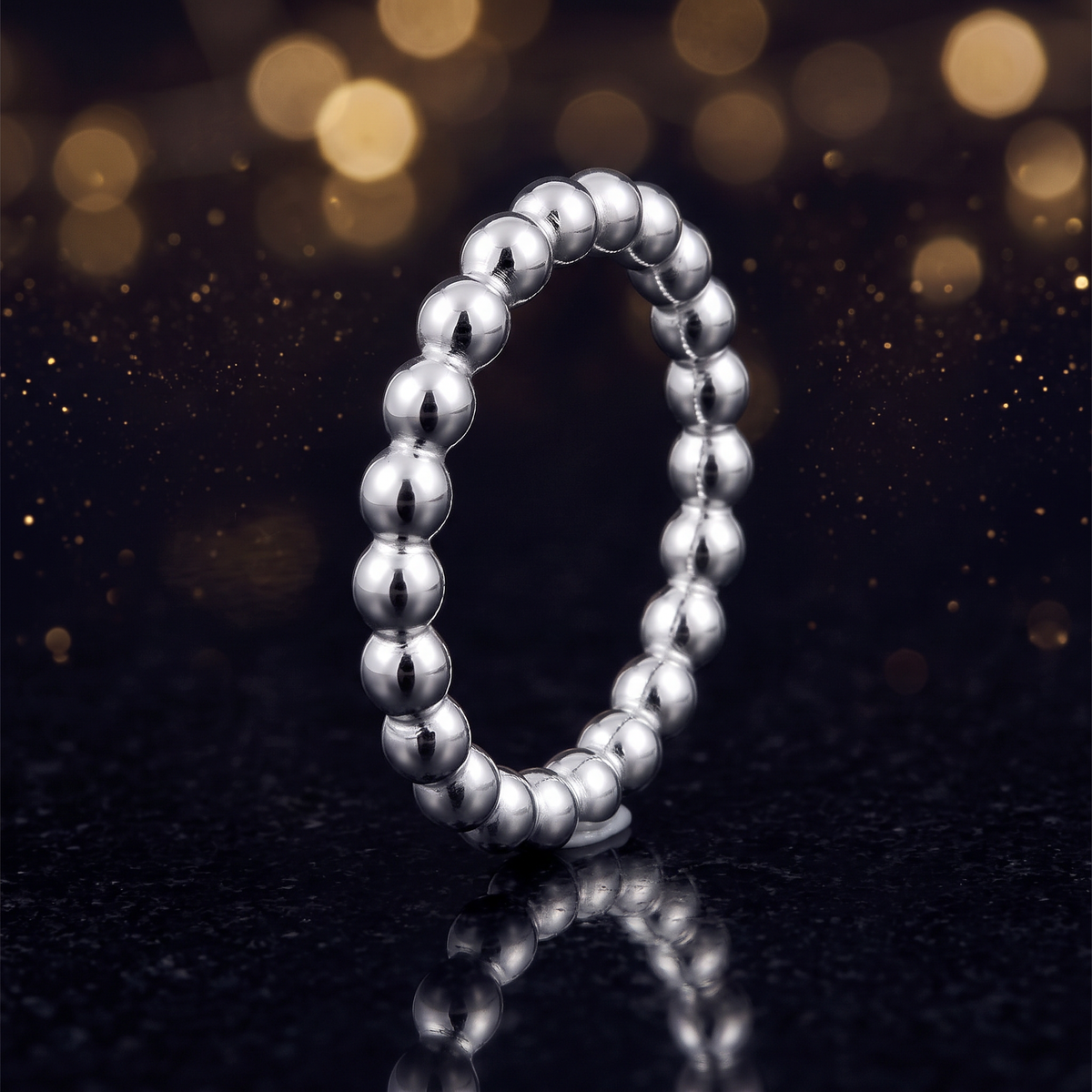 Sterling Silver 2.6mm Bead Stacking Eternity Ring for Women life4