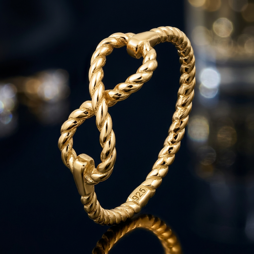 Gold Plated Sterling Silver Rope Infinity Knot Promise Ring for Women life4
