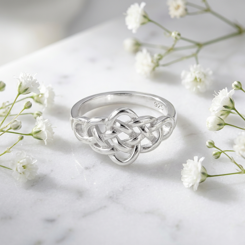 Sterling Silver Dainty Celtic Love Knot Ring for Women life1