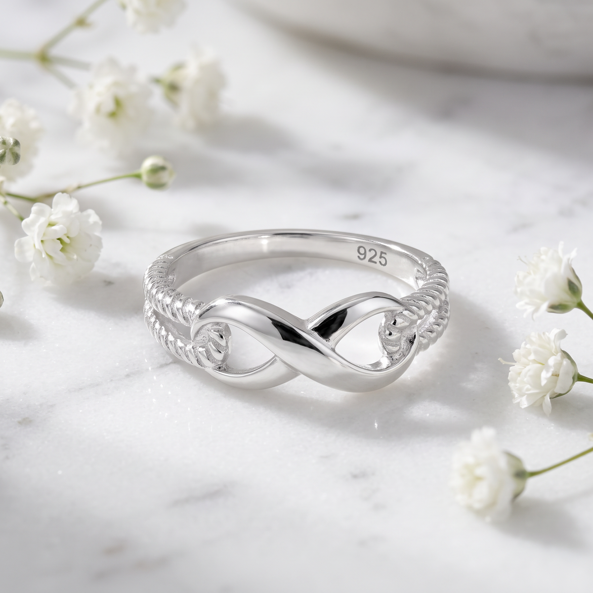 Sterling Silver 2.5mm Infinity Knot Promise Ring for Women life1
